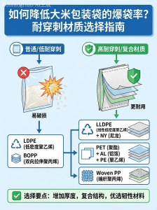 如何降低大米包装袋的爆袋率？耐穿刺材质选择指南