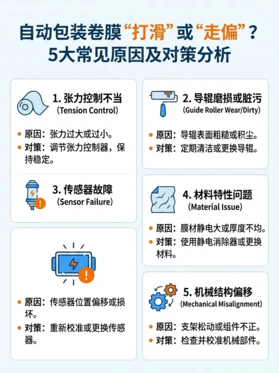 自动包装卷膜&ldquo;打滑&rdquo;或&ldquo;走偏&rdquo;？分析这5大常见原因及对策（images 1）