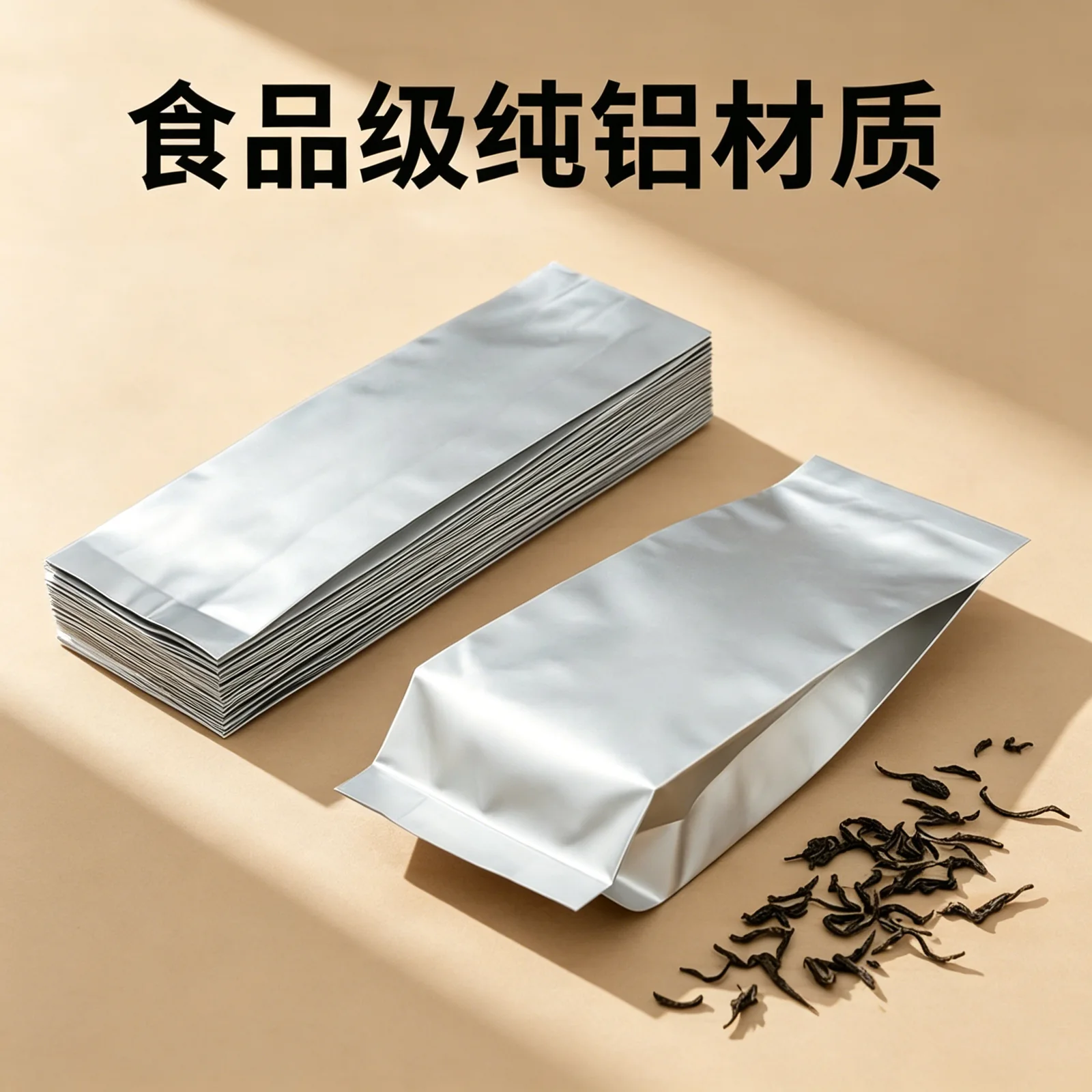 银色纯铝真空袋平口袋展示
