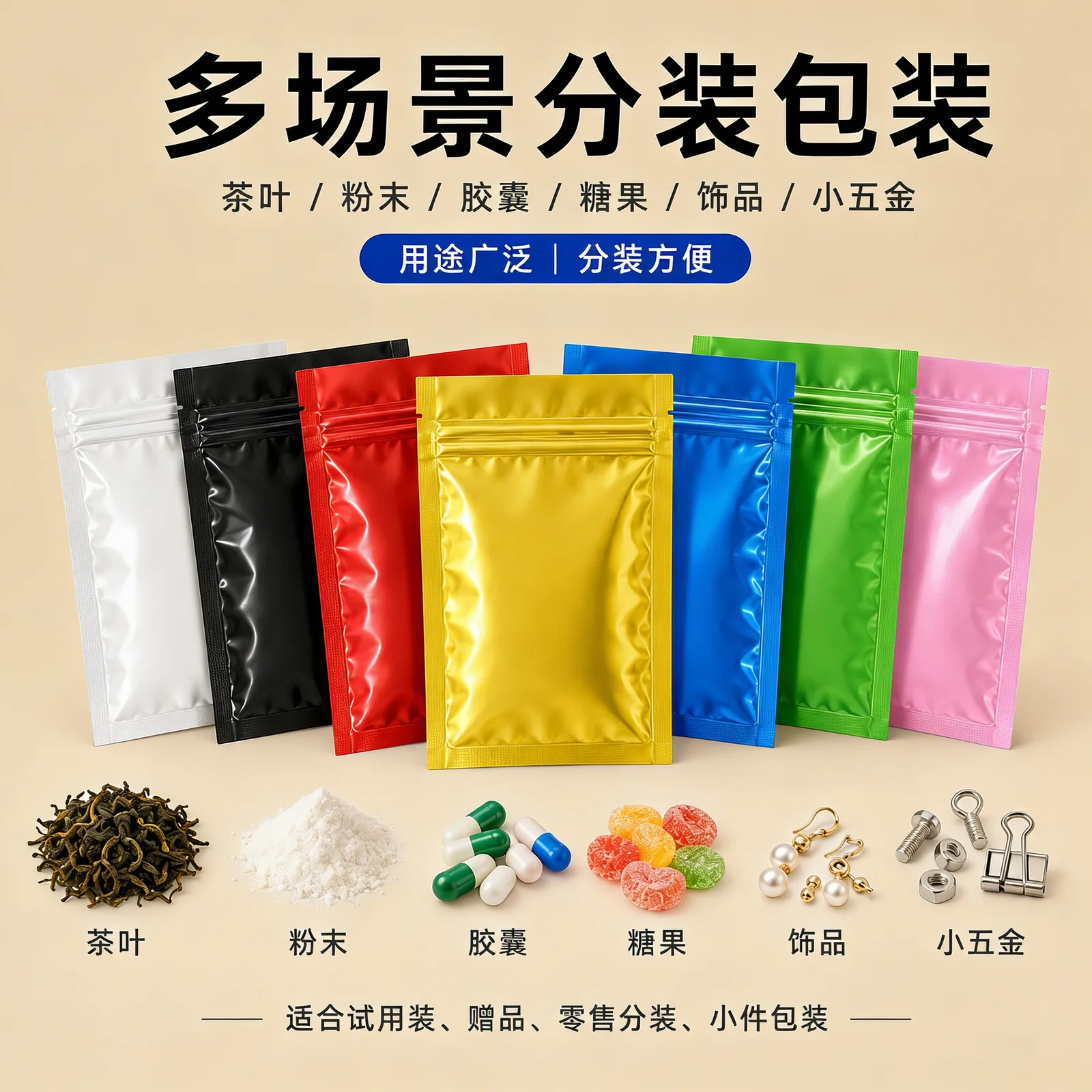 彩色镀铝平底自封袋产品图2