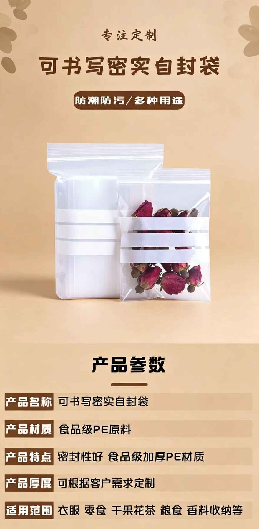 可书写平底自封袋详情图1