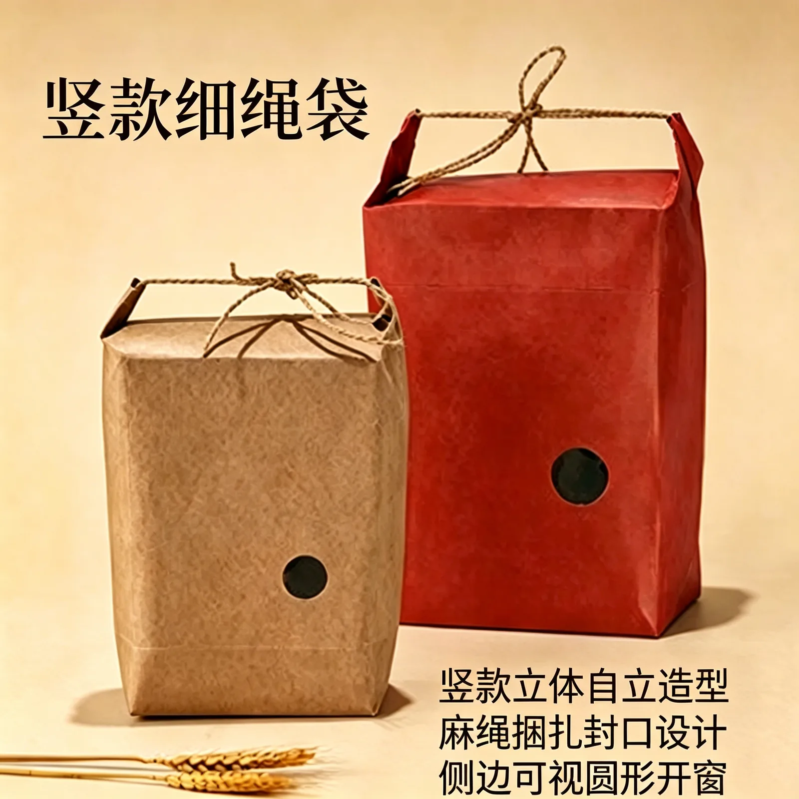 牛皮纸手提米袋产品图2