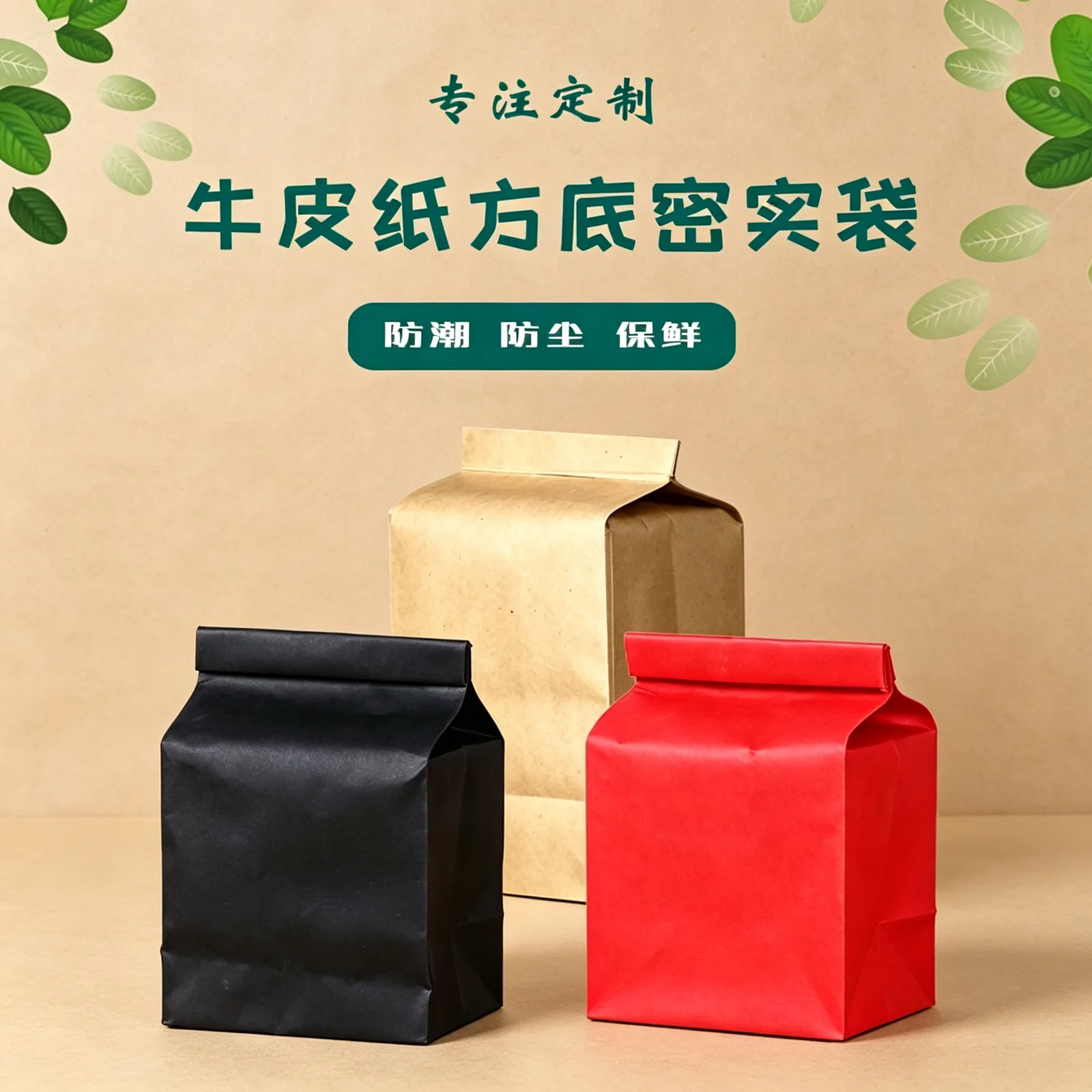 牛皮纸方底密封袋详情图1